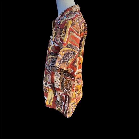 Vintage 60's Royal Hawaiian Shirt Tribal Button Up Barkcloth Mens Size Small - Picture 7 of 13